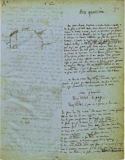 Ruy Blas plan du décor de l'acte IV folio 51v