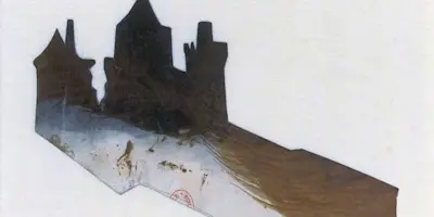 Silhouette découpée d un château a trois tours